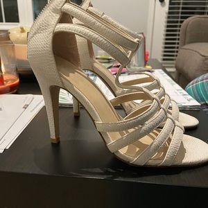 White strappy heels